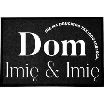 ČERNÁ ROHOŽKA 40X60 S INICIÁLY - TVŮJ DOMOV, MONOCHROMATICKÝ DESIGN, PERSONALIZOVANÁ, TREND