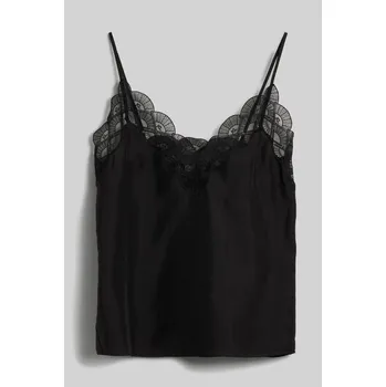 Dámská košile HALENKA KARL LAGERFELD FAN LACE SILK CAMISOLE BLACK