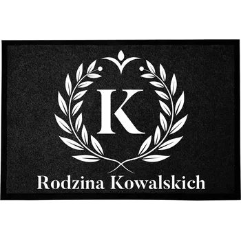 Rohožka ČERNÁ ROHOŽKA 40X60 S TVÝMI INICIÁLAMI - PERSONALIZOVANÁ MONOCHROMATICKÁ ROHOŽKA DOM TREND