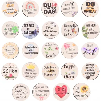 Vrták 24 kusů talismanů pro štěstí do školy, dřevěné talismany