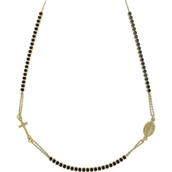 Náhrdelník Stříbrný pozlacený náhrdelník růženec černé zirkony délka náhrdelníku 40+3cm