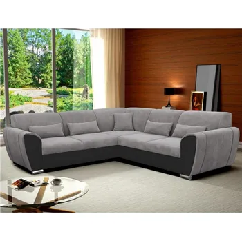 Sedací souprava Rozkládací rohová sedací souprava s úložným prostorem do L VISEU levá šedá/černá