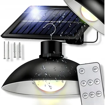 Venkovní osvětlení SOLÁRNÍ LAMPA LED ZÁVĚSNÝ LUSTR ZAHRADNÍ VENKOVNÍ SILNÝ PANEL + DÁLKOVÉ OVLÁDÁNÍ