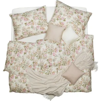 Povlečení SCANquilt povlečení SATÉN DESIGN roses smetanová 140 x 200/70 x 90 cm