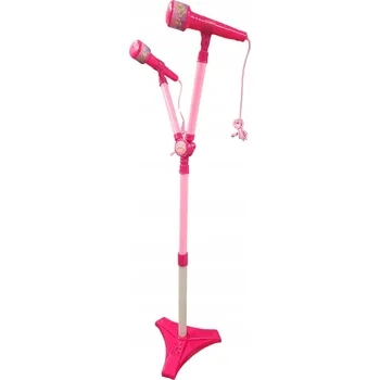 Mikrofon Dvojitý mikrofon se stojanem - růžový