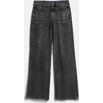 Dámské džíny DŽÍNY KARL LAGERFELD JEANS KLJ MR RELAXED CHAINMAIL DENIM WASHED BLACK OD BLACK