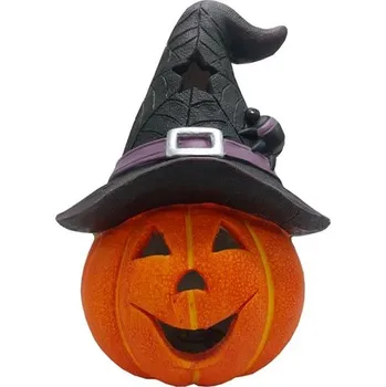 Vánoční dekorace GOBA Dýně keramická v klobouku svítící 17 cm