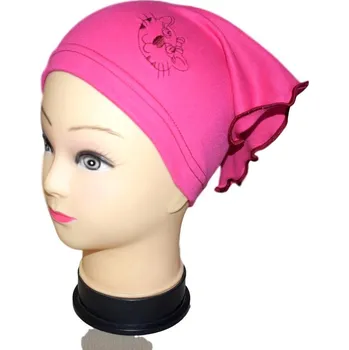 Šátek Betty Mode (ušito v ČR) Jarní/podzimní šátek s kočičkou obvod 42-49 cm tmavě růžový (vínová výšivka)