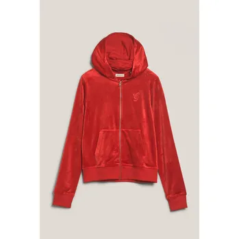Dívčí mikina MIKINA GANT VELOUR ZIP HOODIE RUBY RED