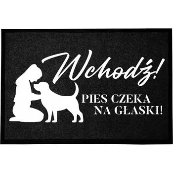 KOKOSOVÁ VSTUPNÍ ROHOŽKA 40X60 STYLOVÁ ČERNÁ DEKORACE DO DOMU S POTISKEM