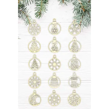 Vánoční dekorace MMO vánoční ozdoby ze dřeva 8x10 cm hnědá 15 ks