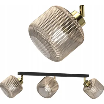 STROPNÍ SVÍTIDLO STROPNÍ SVÍTIDLO SKLENĚNÁ LAMPA S PRUHY E27 MEDOVÉ STÍNIDLO 3 ZDROJE SVĚTLA ČESKÁ VÝROBA