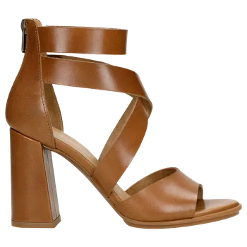 Dámské sandále Hnědé Kožené Dámské Sandály Na Podpatku V Elegantním Stylu Wojas 7605053 39
