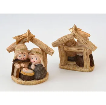 Vánoční dekorace Dekorační figurka - Svatá rodina s hvězdou ZLATÁ