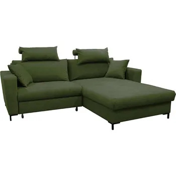 Sedací souprava Rozkládací rohová sedací souprava s úložným prostorem do L HORTA pravá zelená