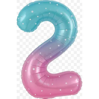 Balónek Balón k 2. Narozeninám Číslice Dva Fóliový Veselé Narozeniny Růžovo-Modrý 100 cm