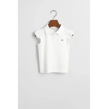 Dívčí oblečení POLOKOŠILE GANT RUFFLED SHIELD PIQUE TOP WHITE