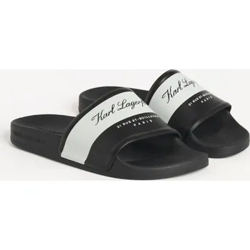 Dámské žabky PANTOFLE KARL LAGERFELD KONDO 2.0 HOTEL KARL SLIDE BLACK RUBBER W/WHITE