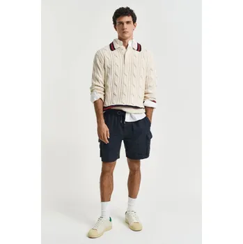 Pánské kraťasy ŠORTKY GANT REG LINEN CARGO DS SHORTS DARKENED NAVY