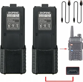 IP kamera 2× akumulátor baterie TYP-C 3800 mAh s prodlouženou výdrží pro Baofeng UV5R