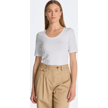 Dámské tričko TRIČKO GANT SLIM COT/ELA SS SCOOP NECK TOP WHITE