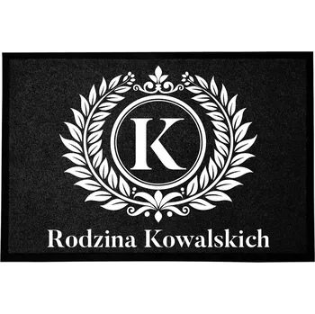 Rohožka ČERNÁ ROHOŽKA 40X60 S TVÝMI INICIÁLAMI - PERSONALIZOVANÁ - DOMÁCÍ - MONOCHROMATICKÝ TREND