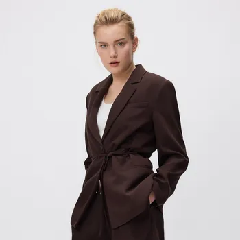 Reserved - Blejzr s&nbsp;ozdobným vázáním - tmavě hnědá - 0995P-89X - 0995P-89X-XS