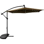 Aga Zahradní slunečník 300 cm Hnědý s LED osvětlením