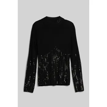 Dámský svetr ROLÁK KARL LAGERFELD LSLV MOCKNECK KNIT BLACK