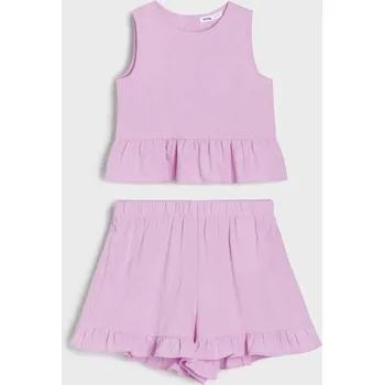 Dívčí oblečení Sinsay - Souprava trička a kraťas - levandulová - 591AV-04X - 591AV-04X-98