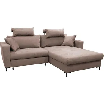 Sedací souprava Rozkládací rohová sedací souprava s úložným prostorem do L HORTA pravá růžová