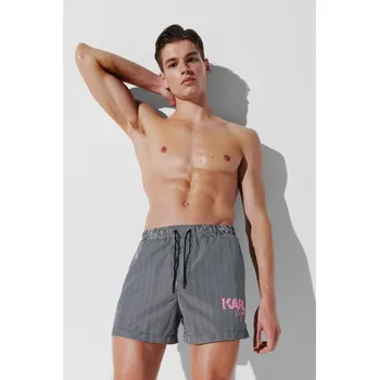 Pánské plavky PLAVKY KARL LAGERFELD FUN SHORT BOARDSHORTS WHITE/BLACK