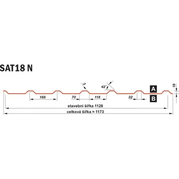 plechová krytina Satjam trapézový plech SAT18 N aluzinek 0,5 š. 1173 mm