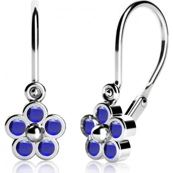 Náušnice Couple, Dětské náušnice Karsin v bílém zlatě s tmavě modrými zirkony, 585-53-3-1020.1B00.0.00.002.14