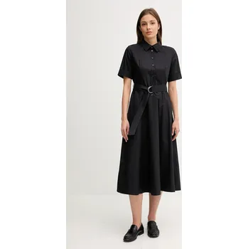 Dámské šaty Bavlněné šaty Dkny černá barva, midi, DJ5D9065 99X, vel. S