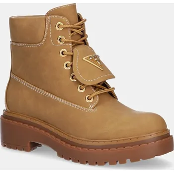 Dámská zimní obuv Farmářky Guess LEAVEY dámské, hnědá barva, na plochém podpatku, FLTLVY ELE10 FLTLVY.ELE10.TAN 82X, EUR 38