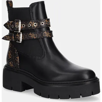 Dámská zimní obuv Boty s gumou Guess SADRINO dámské, černá barva, na plochém podpatku, FLTSDR FAL10 FLTSDR.FAL10.BLKBR 99X, EUR 36