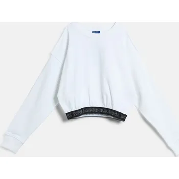 Dámská mikina MIKINA KARL LAGERFELD JEANS KLJ REG OPEN SHOULDER SWEAT WHITE