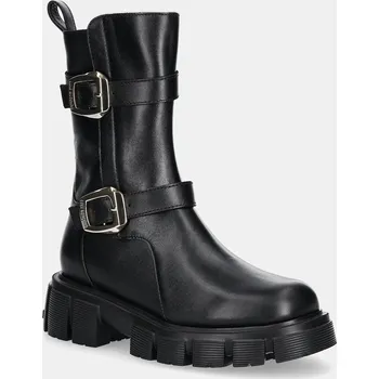 Dámské kozačky Kožené kotníkové boty Love Moschino dámské, černá barva, na platformě, JA24095G1NIA0000 99X, EUR 37