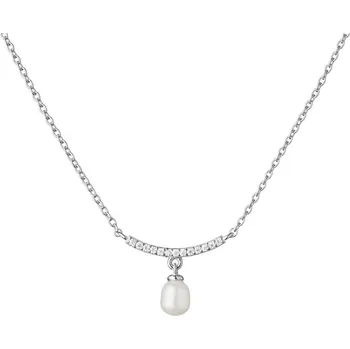 Náhrdelník Gaura Pearls Stříbrný náhrdelník s bílou perlou Odette, stříbro 925/1000 SK23373N 39 cm + 8 cm (prodloužení) Bílá