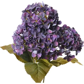 umělá květina Umělá květina tmavě fialová hortenzie – 44 cm