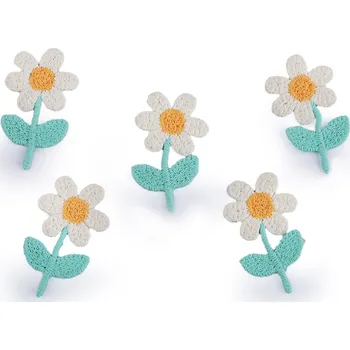 Vyšívaný květ 2,1x3,5 cm krémová nejsvět. 10 ks