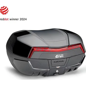 Zavazadlo na motocykl V58Nnb2 kufr Givi Maxia 5 černý (Monokey), červená optika, 4 černé lakovatelné kryty, objem 58 ltr.