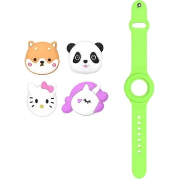 Ostatní příslušenství k chytrým hodinkám VSECHNONAMOBIL 113160 BUDDY Dětský řemínek s vyměnitelným zvířátkem pro Apple AirTag zelený