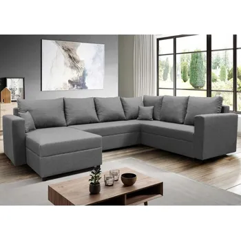 Sedací souprava Univerzální rozkládací rohová sedací souprava s úložným prostorem do U SEYA šedá