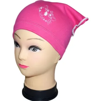 Šátek Betty Mode (ušito v ČR) Jarní/podzimní šátek s kočičkou tmavě růžový (bílá výšivka)