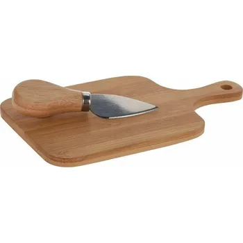 Dóza na potraviny Bambusová sada na sýry Intesi s nožem, obdélníková s držadlem 20x11,5 cm