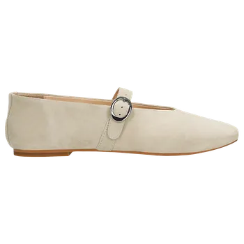 Dámské polobotky Béžové Baleríny Mary Jane Ze Semiškové Štípené Kůže Wojas 4405864 42