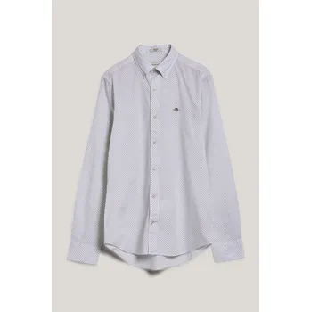 Pánské oblečení KOŠILE GANT SLIM MICRO PRINT SHIRT EGGSHELL