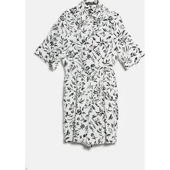 Dámské šaty OVERAL KARL LAGERFELD LINEN BLEND JUMPSUIT PRISTINE BLACK FLOWER AOP